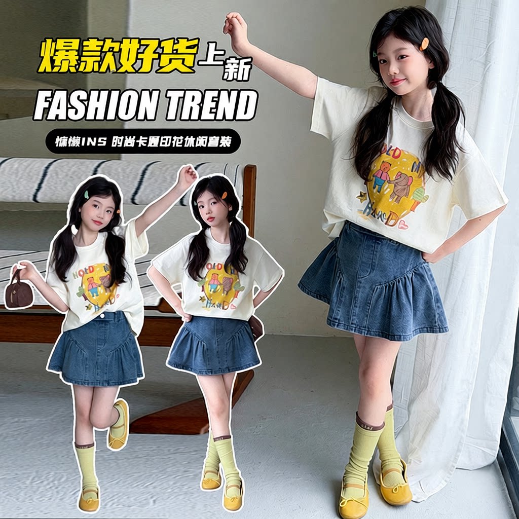女童中大童2026年夏季新版卡通