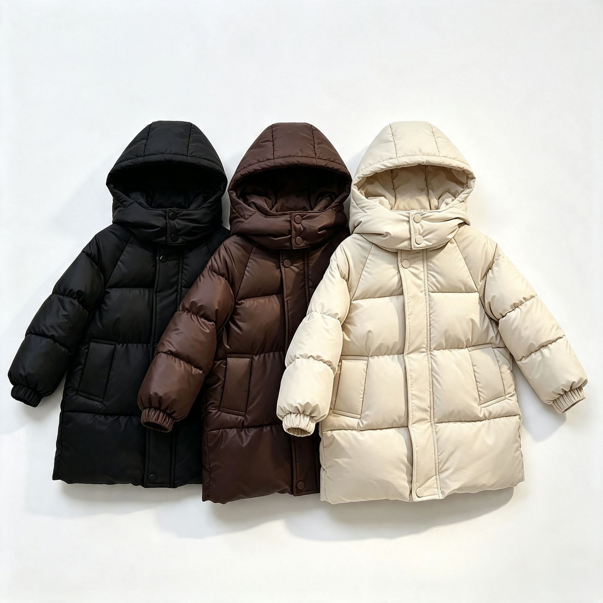 儿童羽绒棉服男童棉衣中长款新款女童中大童装加厚加绒冬装PU外套