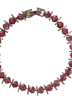 铜镀白金粉彩宝一字型手链不掉色