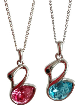 铜镀白金链奥地利水晶小天鹅吊坠