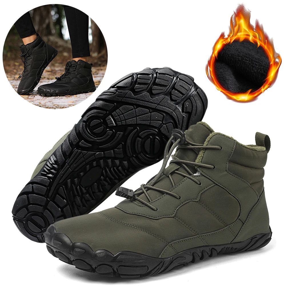 Winter Warm Hiking Boots Men Rubber Running Barefoot Shoes W 女鞋 网面鞋 原图主图