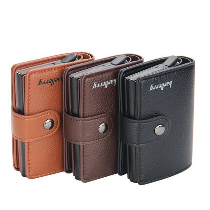 Rfid Men Card Wallets Hasp Small Card Wallets PU Leather Sli