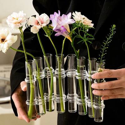 Clear Glass Vase Tubes Set Hanging Flower Holder Plant Conta