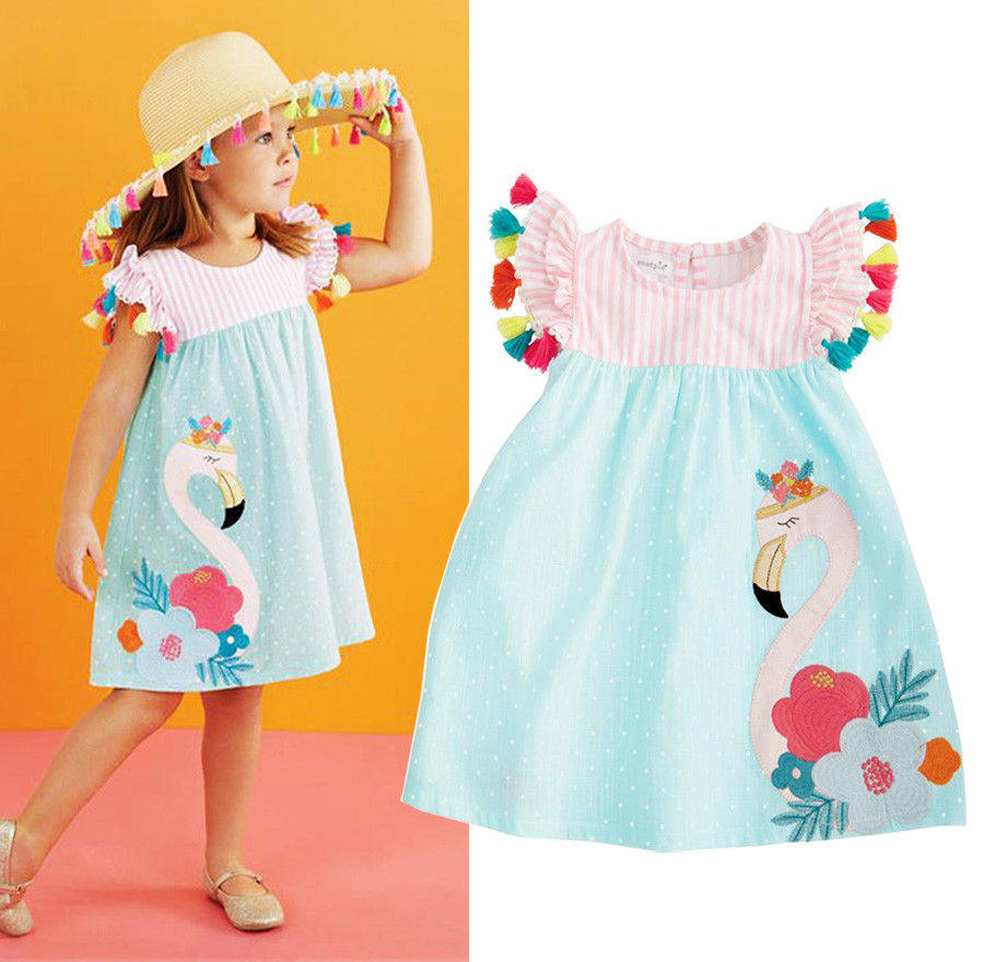 1-6 years summer baby girl flamingo print striped baby girls