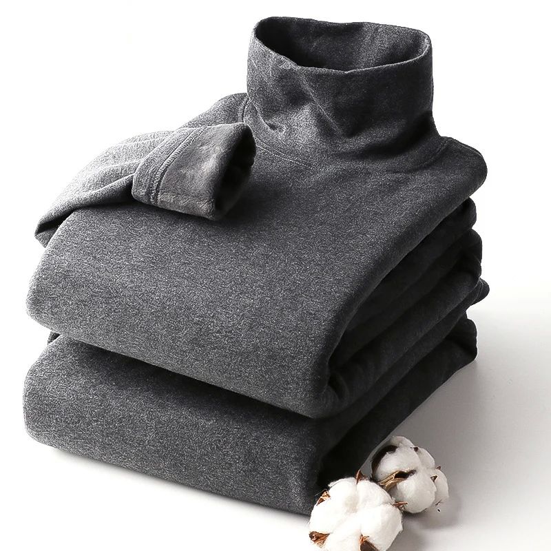 Thermal Underwear Men Fleece-Lined Thick Turtleneck Heated S 女士内衣/男士内衣/家居服 保暖套装 原图主图