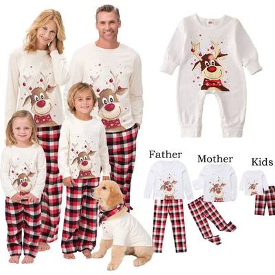 Family Matching Christmas Pajamas Sets Mother And Kids Pyjam