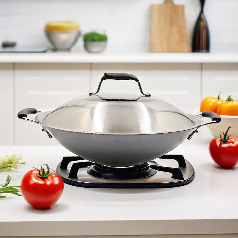 苏泊尔炒锅真不锈无涂层双耳精铁生铁锅40CM炒锅燃气专用铁炒菜锅