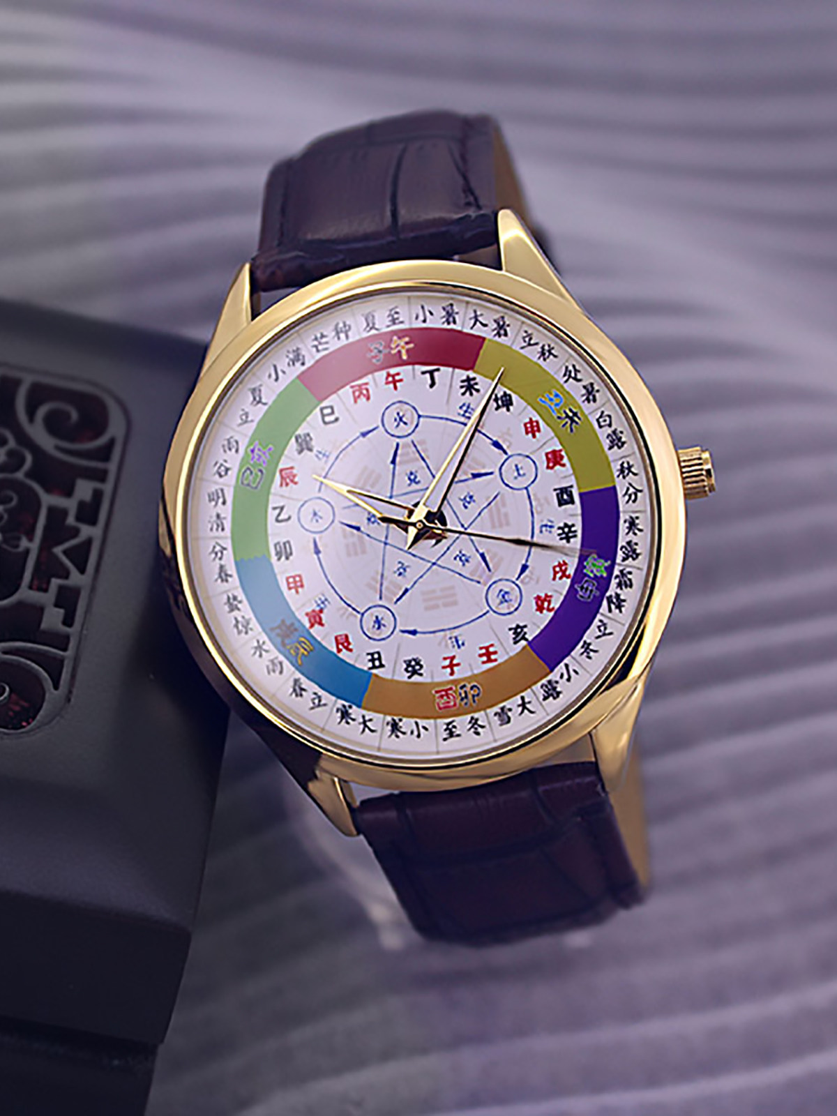 古风文化新款国学河洛八卦罗盘男士款腕表款定制夜光石英小众手表