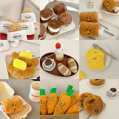 韩国ins新款下午茶宠物玩具狗猫咪嗅闻藏食慢食发声毛绒pets