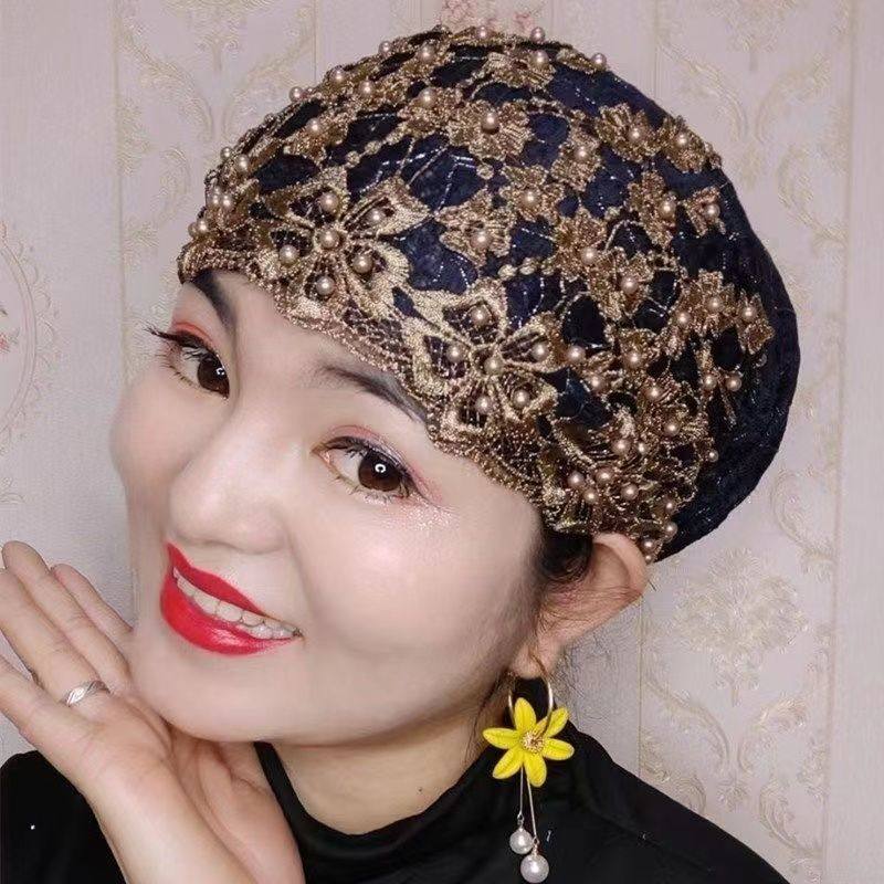 回族女头巾秋冬帽子包头巾妈妈款方便款盖头巾纱巾盖包头套冬女