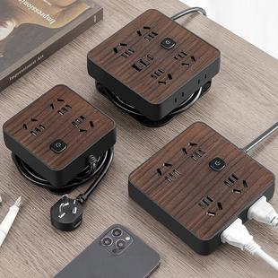 可收纳插座插排插板接线板多功能伸缩家用宿舍插线板USB拖线板