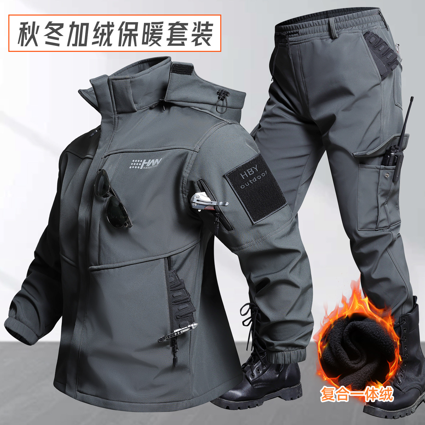 新骑行防寒服户外加绒秋冬工作服图片