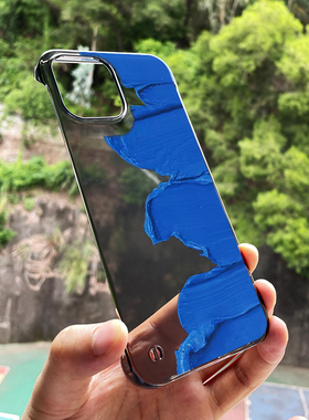 苹果12promax手机壳简约创意蓝色油画iPhone13promax磨砂硬壳超薄无边框12mini适用情侣男女xr/xs苹果xsmax套