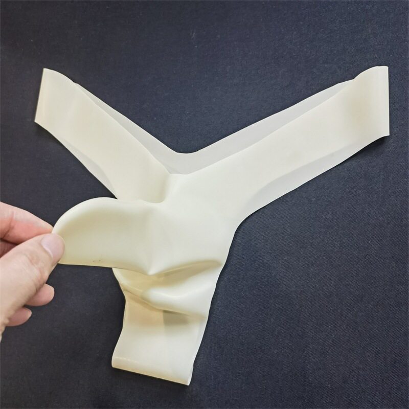 乳胶枪弹分离凹凸胶皮单丁字裤男士一片式半透明低腰无痕JJ套内裤