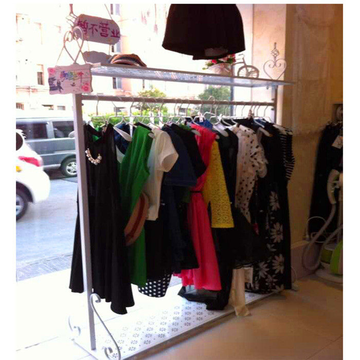 铁艺卧室落地靠墙衣帽架服装鞋包展示架货架服装店中岛架带板衣架