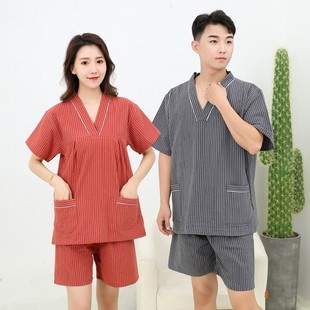 汗蒸服女100%纯棉男款 足疗高档汉蒸浴服 全棉桑拿按摩服情侣装 大码