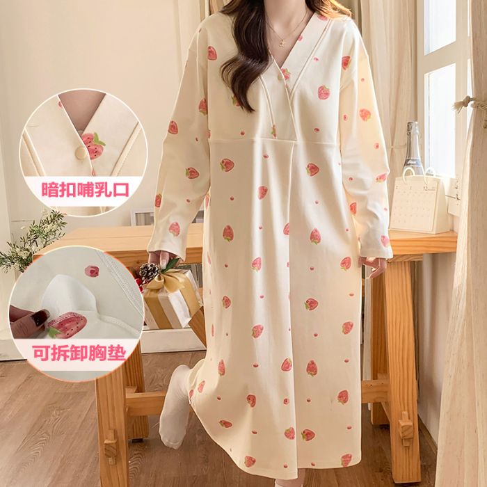 带胸垫哺乳待产裙孕妇月子裙春秋