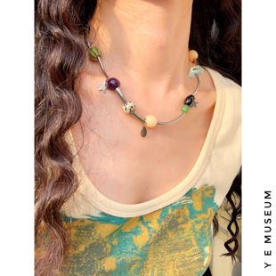 多种戴法颈链 个性 {鱼耳Museum}原创 小众设计百搭陶瓷串珠项链