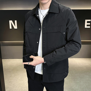 店主风 2025春季新款潮牌外套衬衫领帅气男夹克JK9218-P90 控129图片