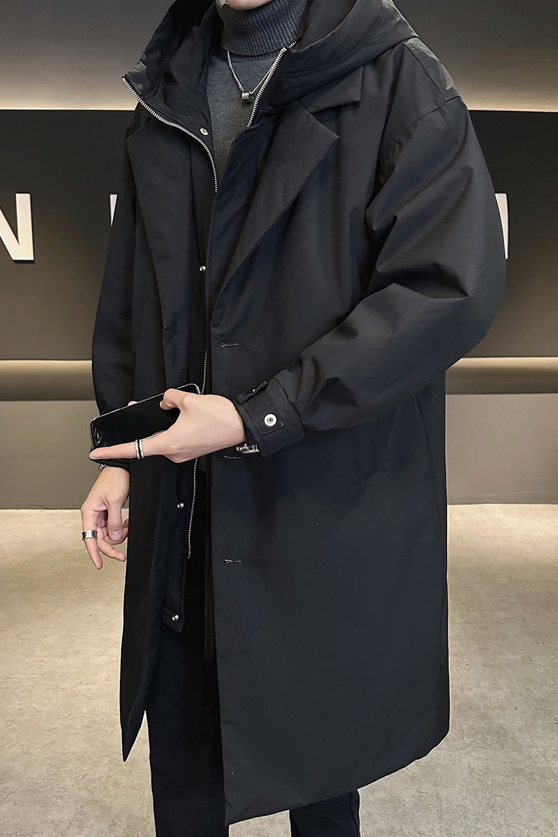 店主分90白鸭绒新款男士假两件中长款保暖风衣羽绒服YR8089-P330,男装风衣,电商D240-242