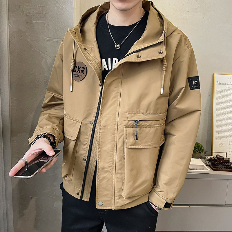 聚酯纤维2023秋装新款潮牌工装冲锋衣外套男夹克5010-P120,男装夹克,电商D240-242