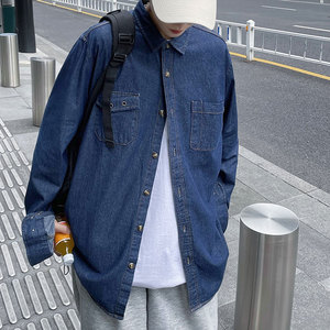 衬衫男春夏新款港风宽松牛仔长袖衬衣CS917-P48图片