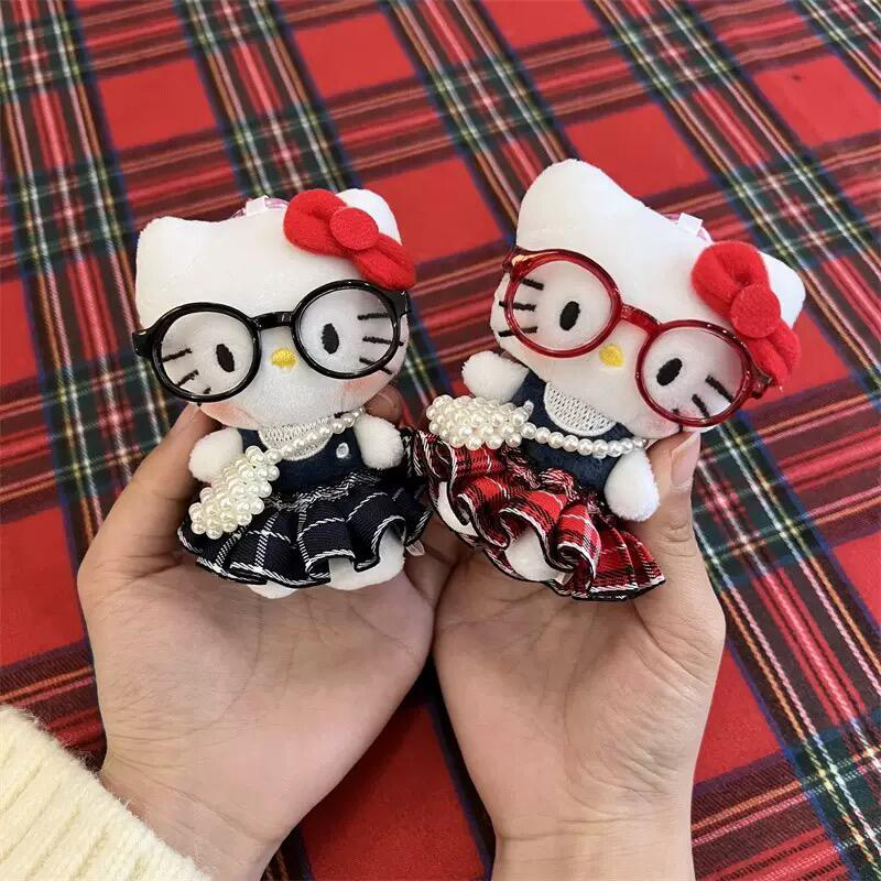 凯蒂猫日本正版hellokitty格子裙中古挂件公仔钥匙扣玩偶包包饰品