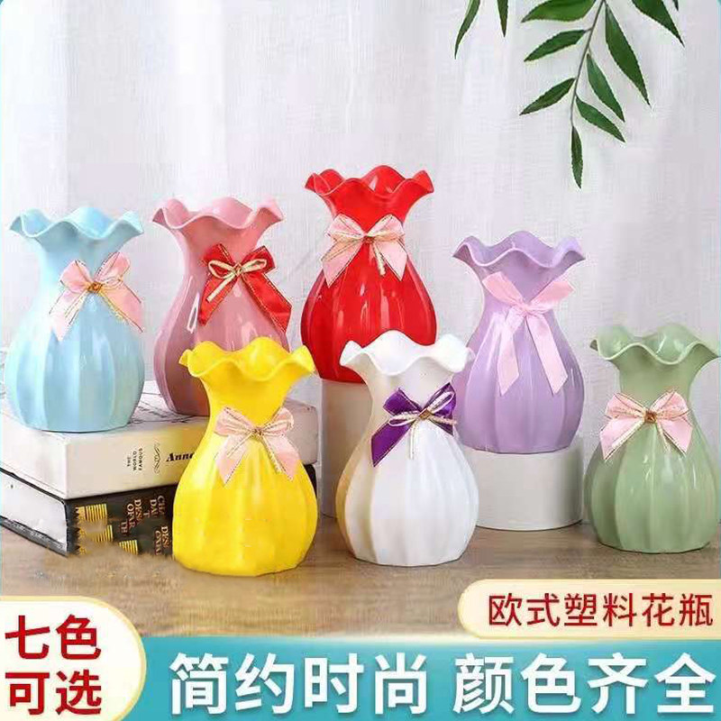 干花假花仿真塑料花瓶简约现代彩花盆手编花篮花筐绢花插花桶花器,鲜花速递/花卉仿真/绿植园艺,花瓶,淘宝优惠券,粉丝福利购,淘宝优惠卷
