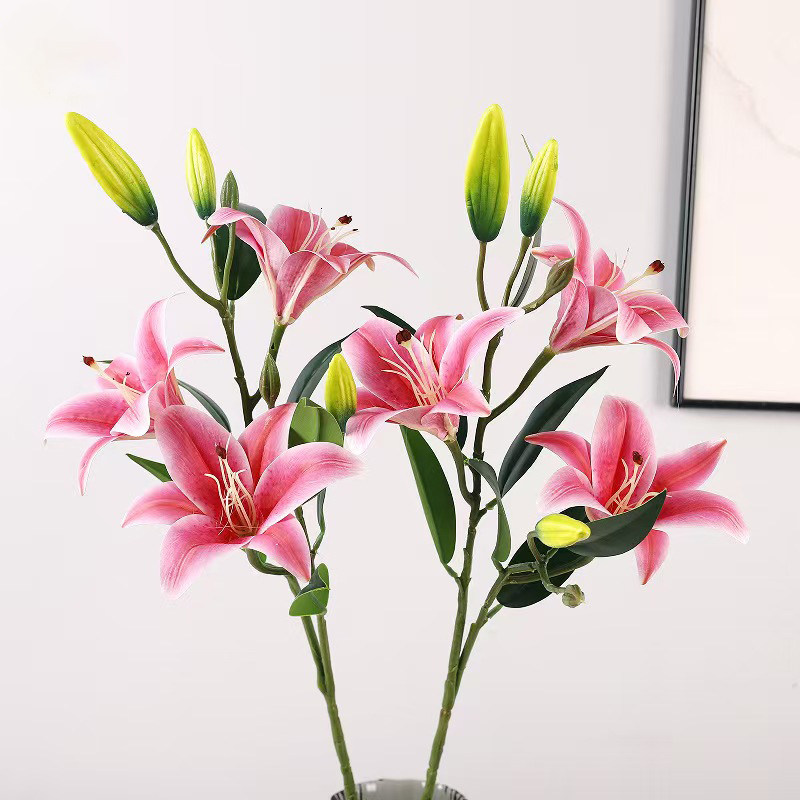 手感仿真百合花高档假花图片