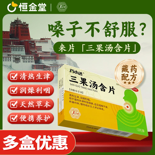 【药小达】三果汤含片1g*12片/盒