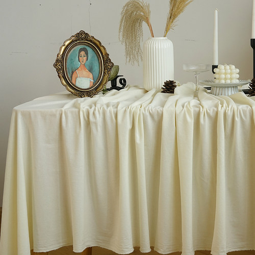 奶油风全棉甜品台桌布生日装饰布