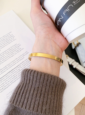 大码手镯女胖MM胖人粗手大号加肥加大简约百搭基础款开口光面手环