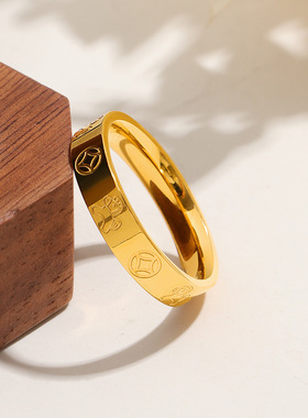 大码戒指女胖MM马上有钱四叶草2026年新款马年招财粗手指食指指环