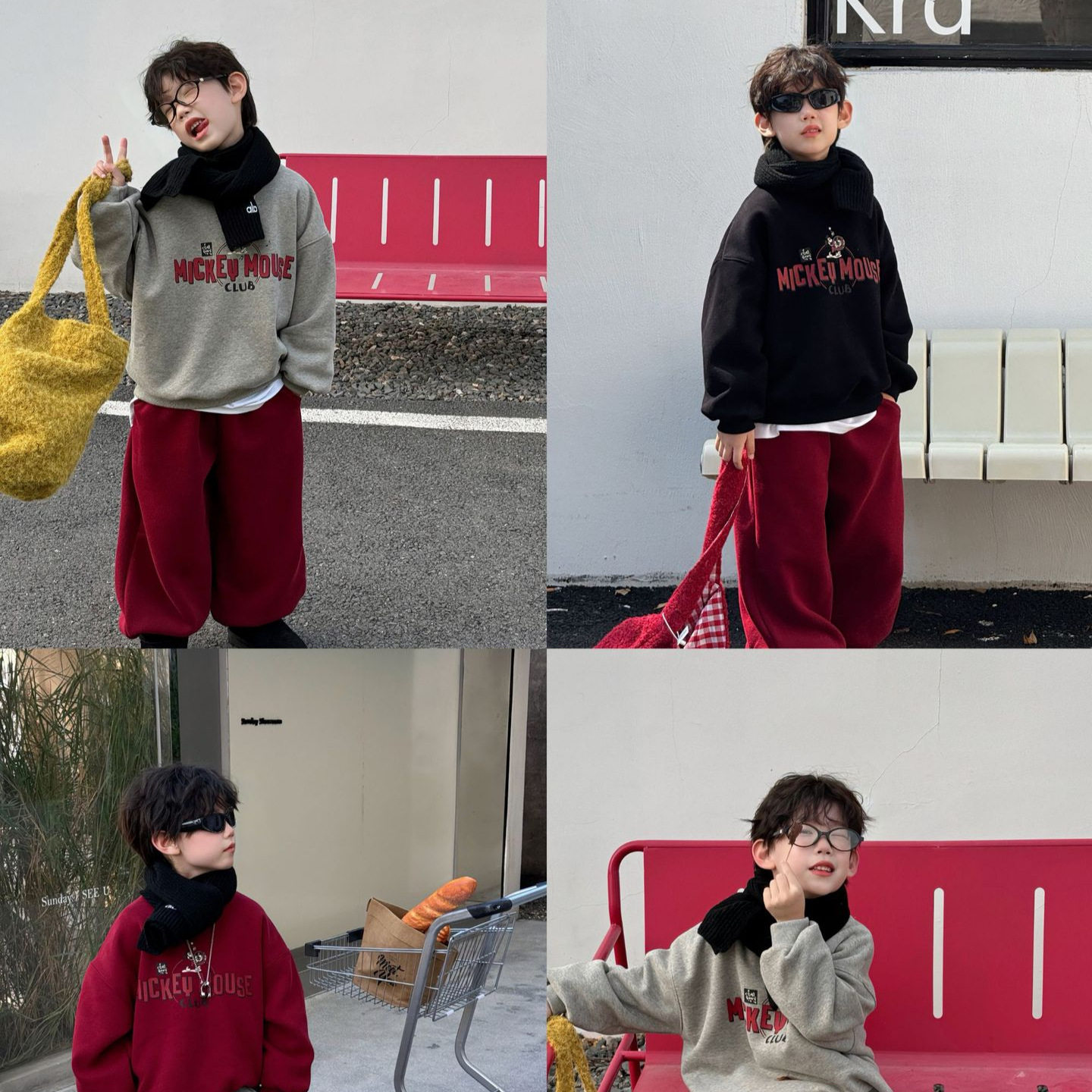 泰如2025冬季新款儿童字母慵懒加绒加厚保暖多色卫衣男童套头上衣