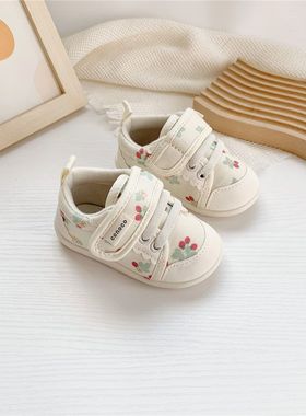 出口日单新款conoco宝宝学步鞋子小樱桃软底春秋魔术贴女童运动鞋