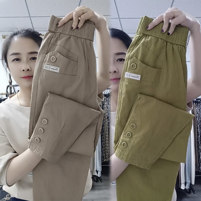 夏季新款棉麻九分哈伦裤女