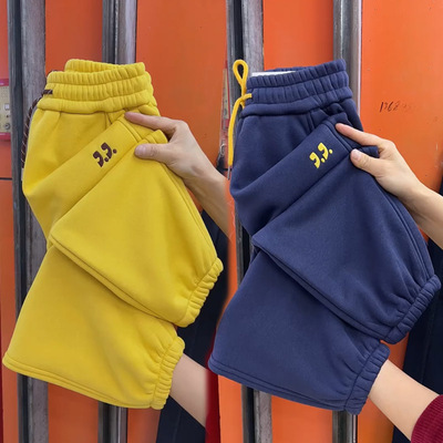 加绒加厚卫裤女冬季保暖小个子