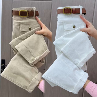 水洗棉工装直筒裤女春季新款