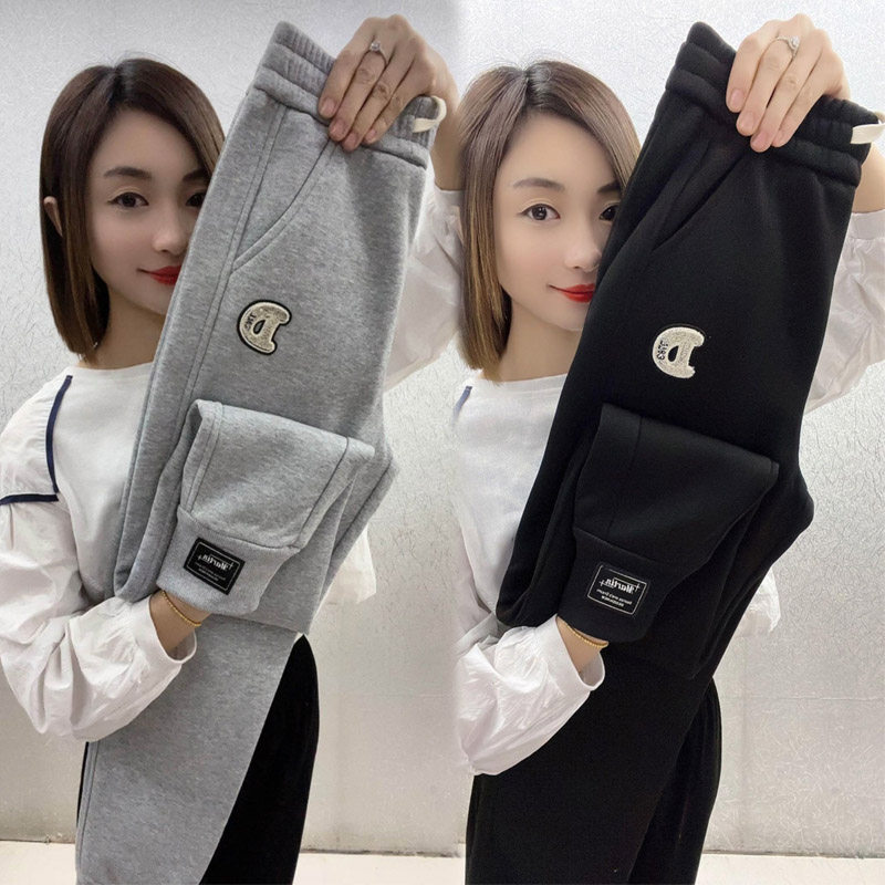 冬季加绒加厚休闲卫裤女 宽松加厚束脚哈伦裤纯棉百搭显瘦运动裤,女装/女士精品,休闲裤,淘宝优惠券,粉丝福利购,淘宝优惠卷