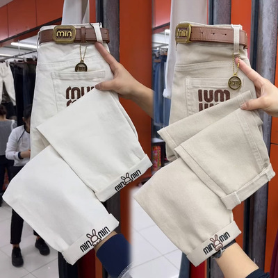 水洗棉九分休闲直筒裤女春季新款