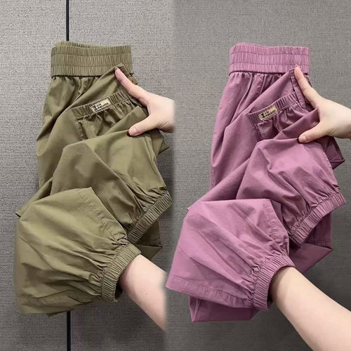纯棉九分工装裤女夏季薄款