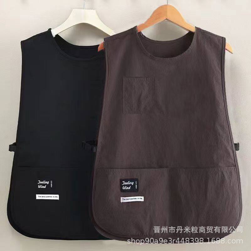 新款马甲围裙防泼水防油咖啡师家用厨房餐饮工作服时尚男女款坎肩
