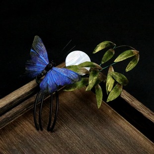 原创非遗蚕丝发梳旗袍发饰竹叶汉服配饰宫廷头饰品