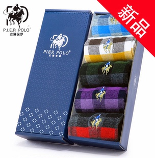 全棉防臭商务皮鞋 新品 薄款 格子英伦纯棉中筒春夏季 袜 保罗POLO男士