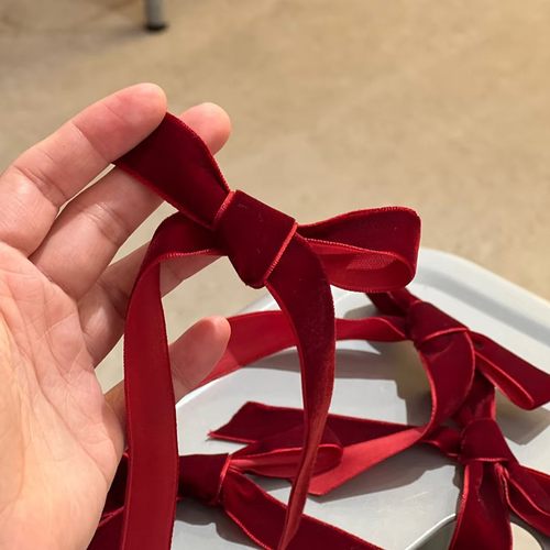 圣诞酒红色绒布丝绒蝴蝶结植绒丝带天鹅绒花艺缎带圣诞树装饰绑带