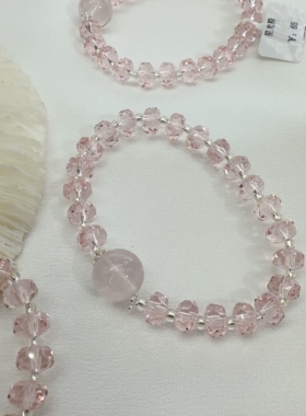 粉水晶手串女正品绝美粉色天然石10mm手链招好运桃花送礼生日礼物