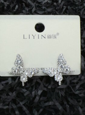 liyin/丽银锆石蝴蝶耳环重工轻奢小众设计高级感超闪耳饰丽贝丽影