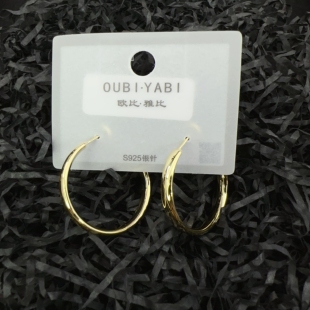 欧比雅比极简冷淡风耳圈气质圆圈耳环纯银耳钉新款素圈耳饰女爆品