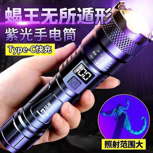 紫光蝎子手电筒强光手电筒LED户外可充电家用便携18650变焦手电筒