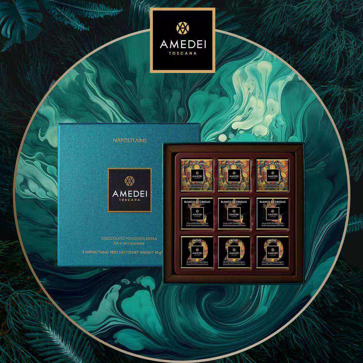 AMEDEI娅曼蒂9片无糖轻糖礼盒黑巧克力情人节女友零食意大利进口